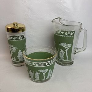 Jeanette Hellenic Green Wedgwood Jasperware Cocktail Shaker Ice Bucket Pitcher